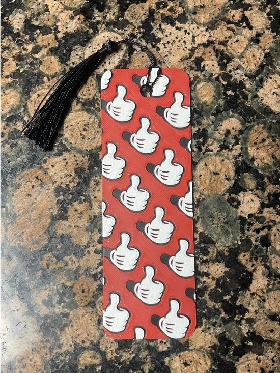 Disney Other - Novelty Red Bookmark with White Mickey Mouse Thumbs-Up Pattern